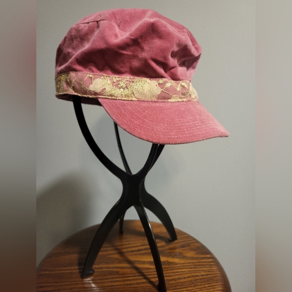 -Velvet, and lace paperboy hat-early 2000's